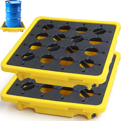 Spill Containment Tray with Drain, Anti-Leak Plastic Oil Tank Spill-Proof Pallet, Industrial Oil Drum Modular