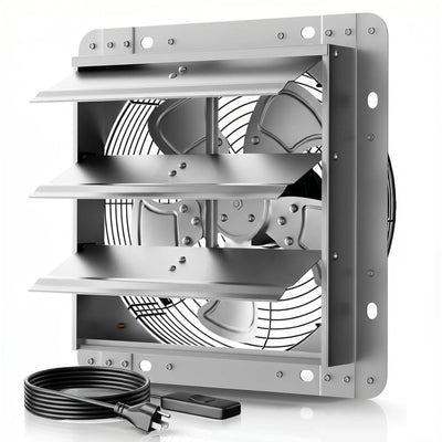 DeebooTEK 14" Shutter Exhaust Fan,Garage,2280CFM,5-Blade,Power Switch