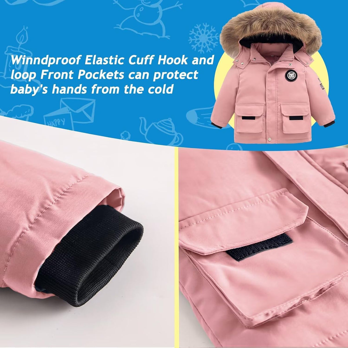 Toddler Snow Suits Boys Girls Hooded Down Jacket & Ski Bib Pants Set Baby Snowsuit Coat Infant Winter Jumpsuit 18M-4T