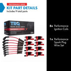 TRQ Performance Ignition Kit Ignition Coil and Spark Plug Kit 9 Piece