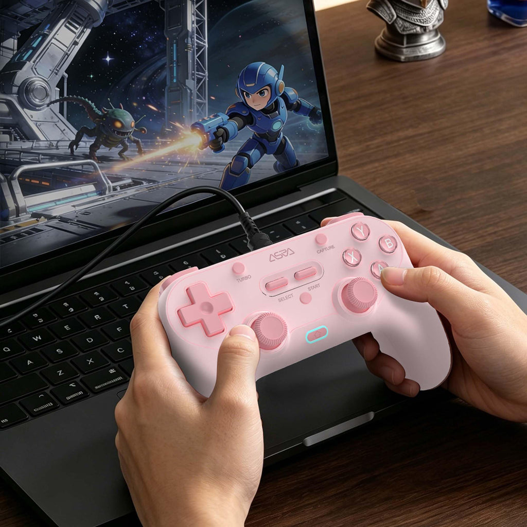 Wired Gamepad, Hall Effect Joysticks & Triggers, 1000Hz, Light Pink