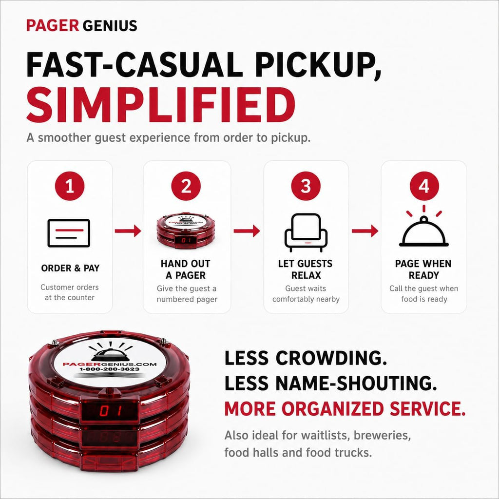 Restaurant Pager System, 10 Guest Pagers, 72-Hour Battery