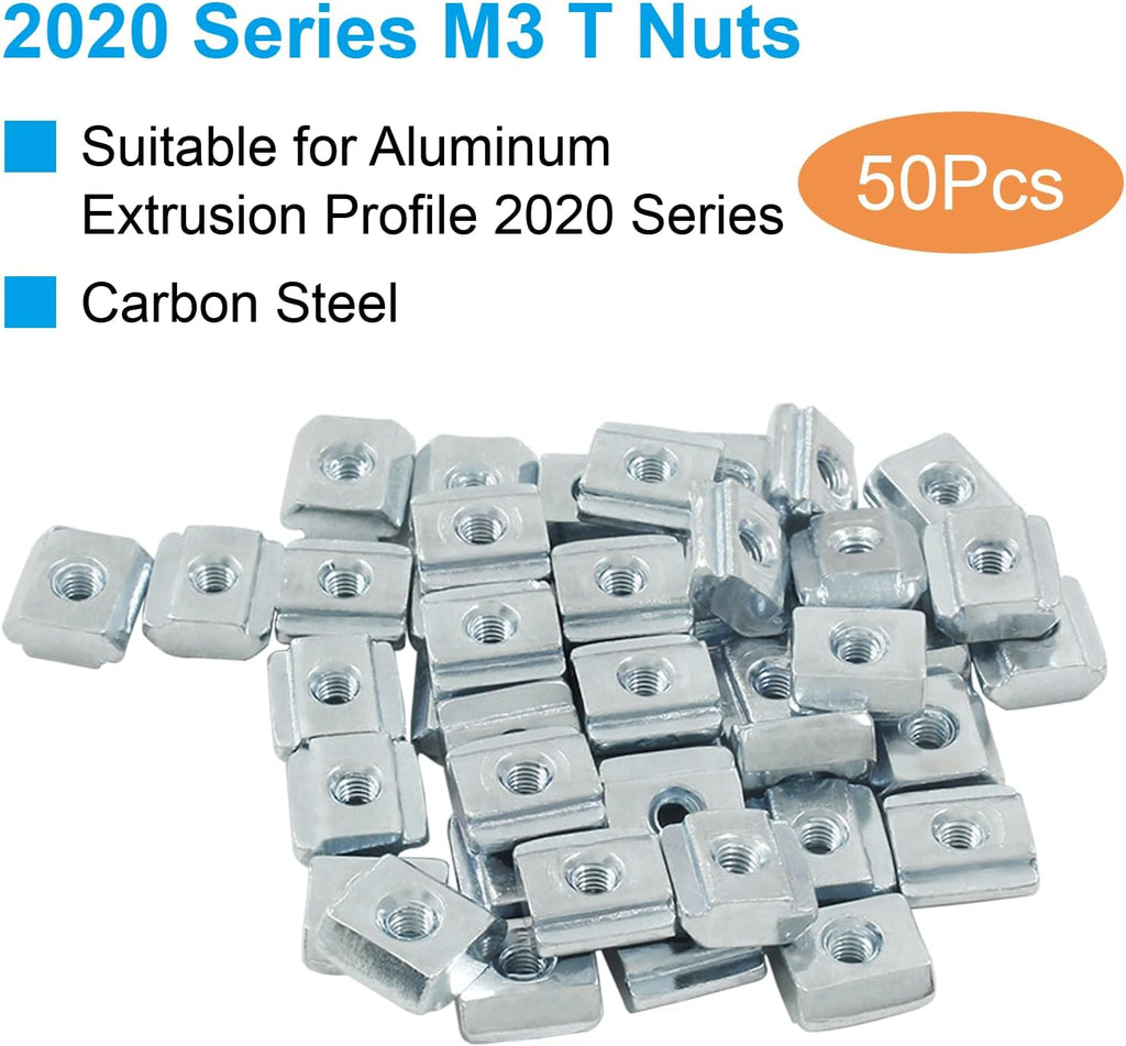 50Pcs M3 T Slot Nuts, 2020 Series Sliding T Nuts