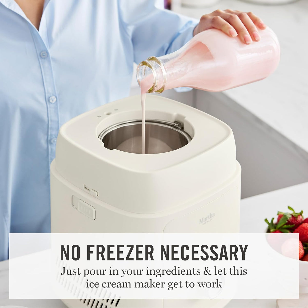 Ice Cream Maker Machine, 1QT Fully Automatic, 3 Modes, Linen