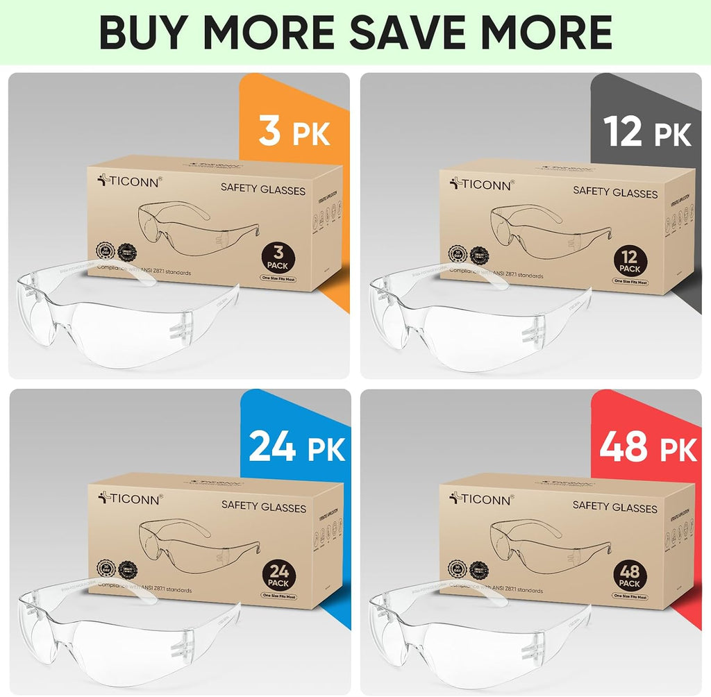 Clear Safety Glasses for Men and Women, Safety Goggles with Scratch Impact Resistant Meets ANSI Z87.1 Standard
