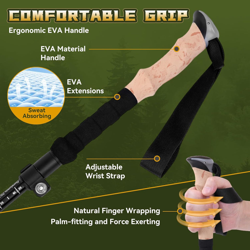 Trekking Poles Aviation Grade Aluminum Alloy-Strong Lightweight Collapsible Walking Sticks for Hiking Poles for