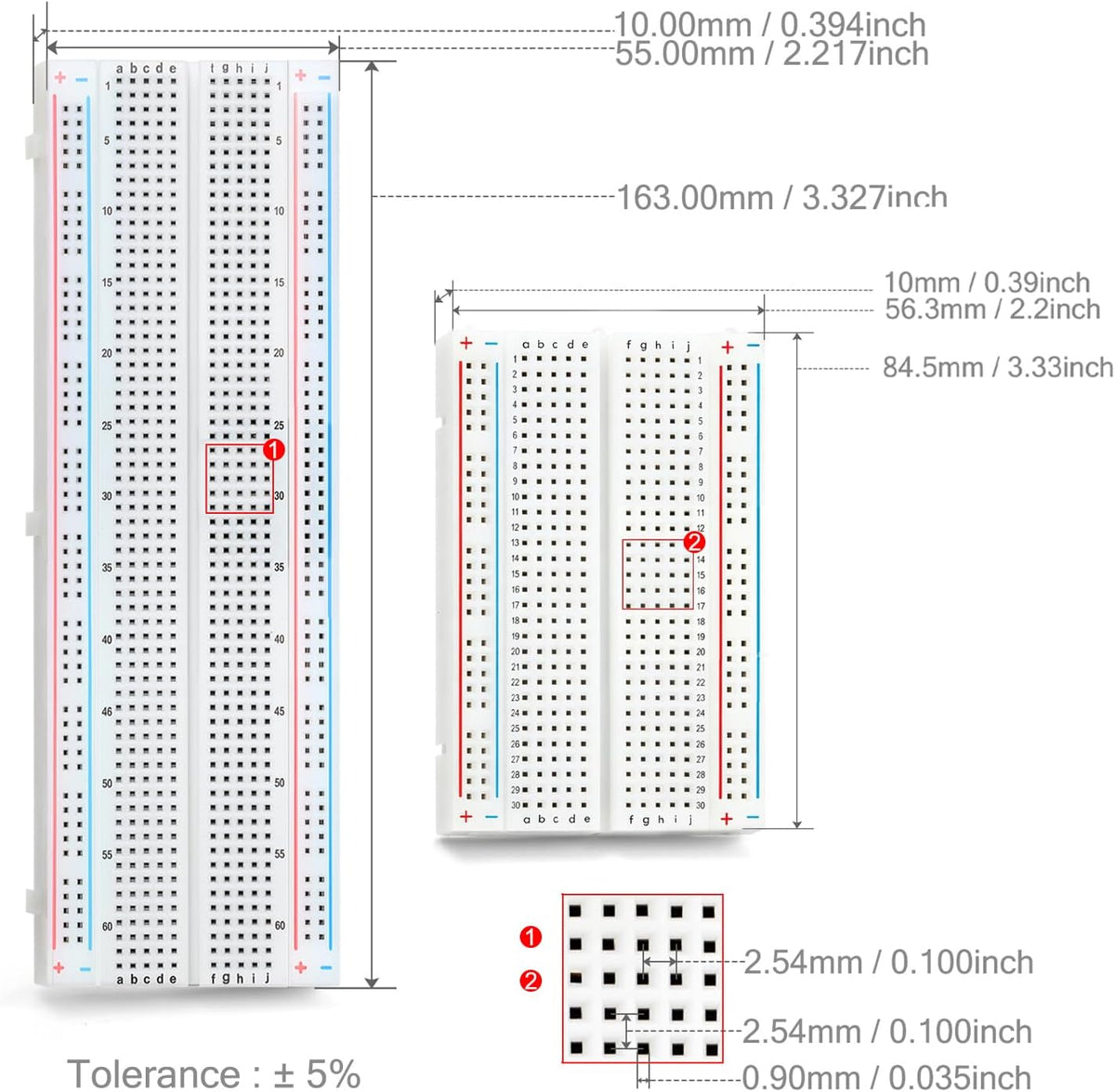 Chanzon Breadboard Kit: 2X Solderless Breadboard + 40pcs 24AWG Jumper Wires