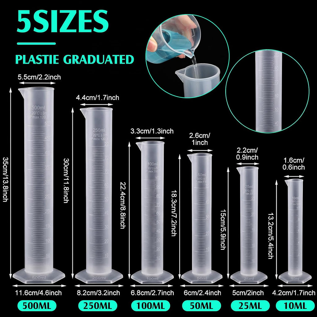 60 pcs Beakers and Test Tubes Set Include 6 Graduated Cylinder 7 Beakers 4 Flask 20 Droppers 20 Test Tubes with Rack