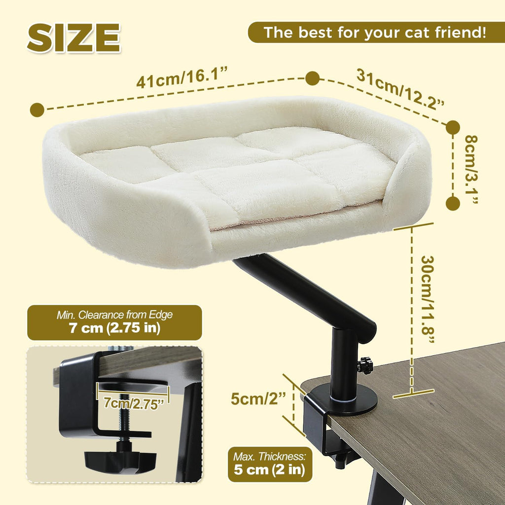 Cat Desk Bed for Indoor Cats, Cat Bed for Desk Supports Up to 50 lbs, 360° Rotation & Adjustable, Nest Desktop