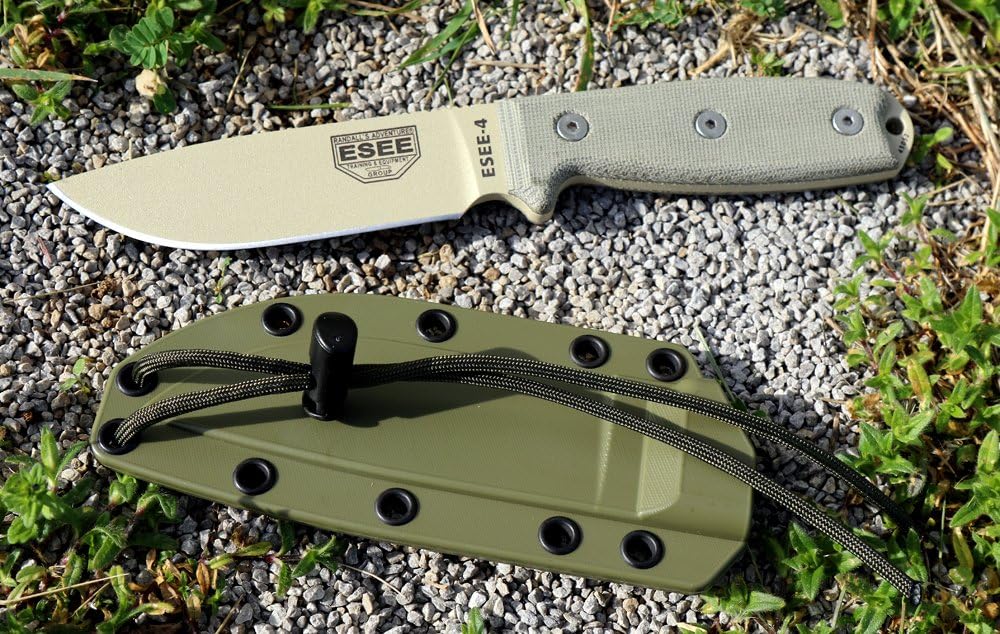 4P-DT Desert Tan Fixed Blade Knife w/ OD Green Molded Polymer Sheath