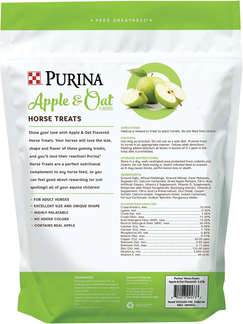 Apple and Oat Flavored Horse Treats | 3.5 Pound (3.5 lb) Bag