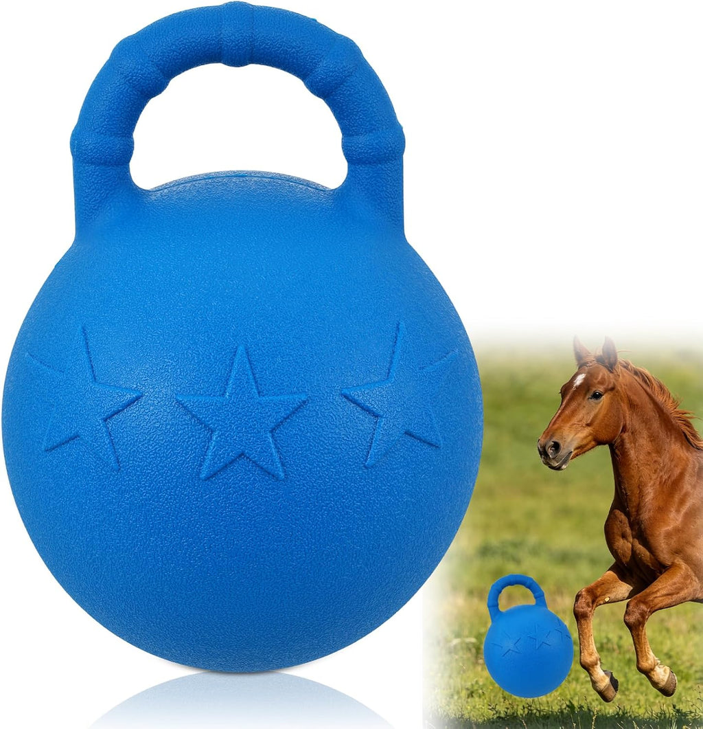 10 Horse Polo Ball with Handle,Fruit-Scented Horse Stall Toys Blast-Resistant Slow-Rebound Rubber Jolly Ball for