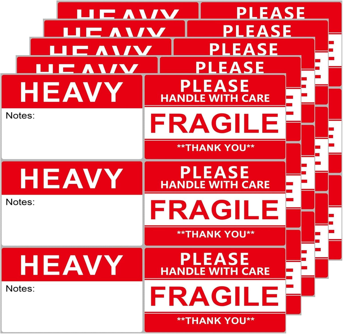 Fragile & Heavy Warning Labels for Moving Boxes with Writing Space