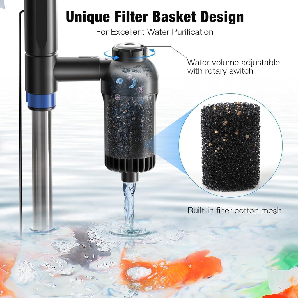 Aquarium Vacuum Gravel Cleaner, 24W Electric Fish Tank Cleaner Vacuum, 6 in 1 Multifunctional Aquarium Cleaner for