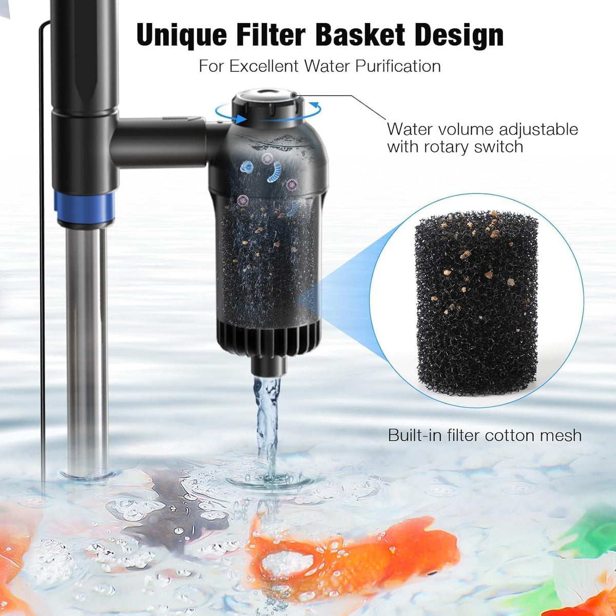 Aquarium Vacuum Gravel Cleaner, 24W Electric Fish Tank Cleaner Vacuum, 6 in 1 Multifunctional Aquarium Cleaner for