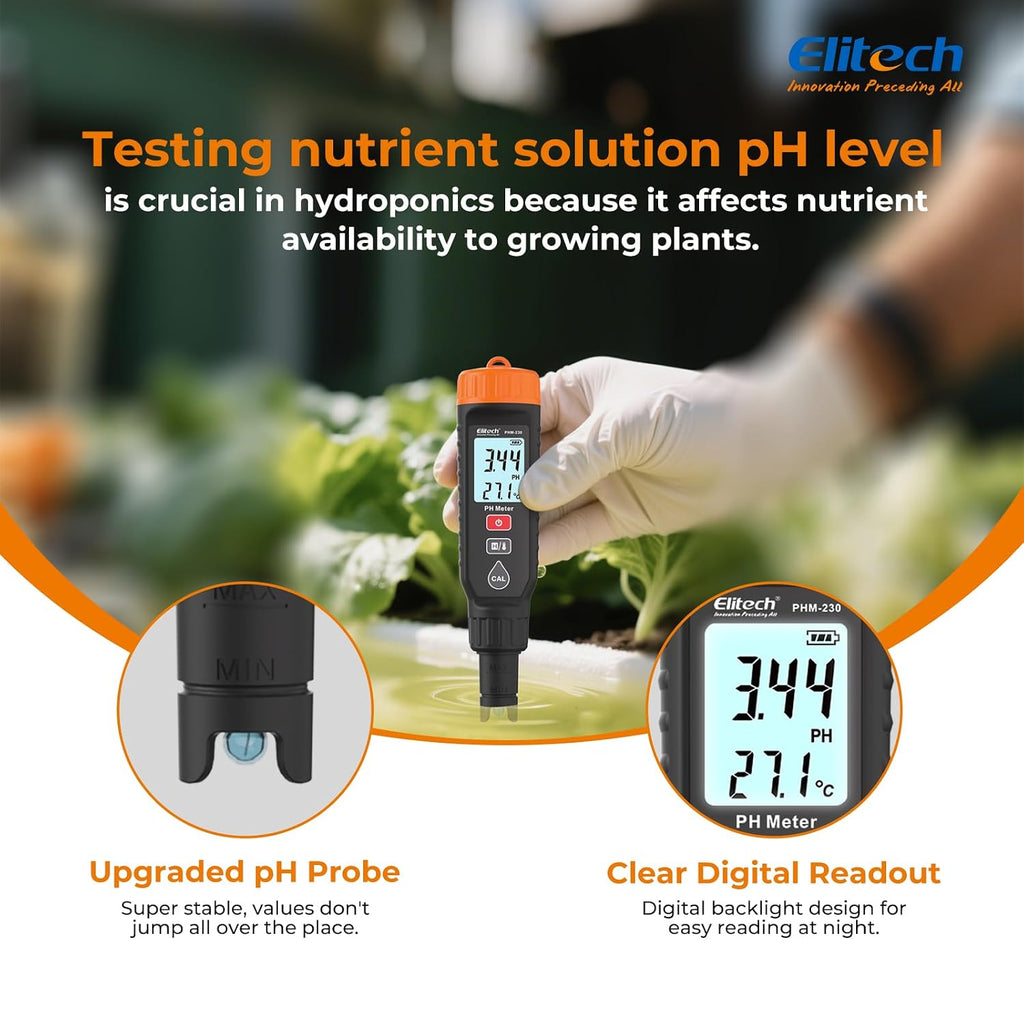 Elitech PHM-230 Professional Digital pH Pen Meter for Water and Solutions