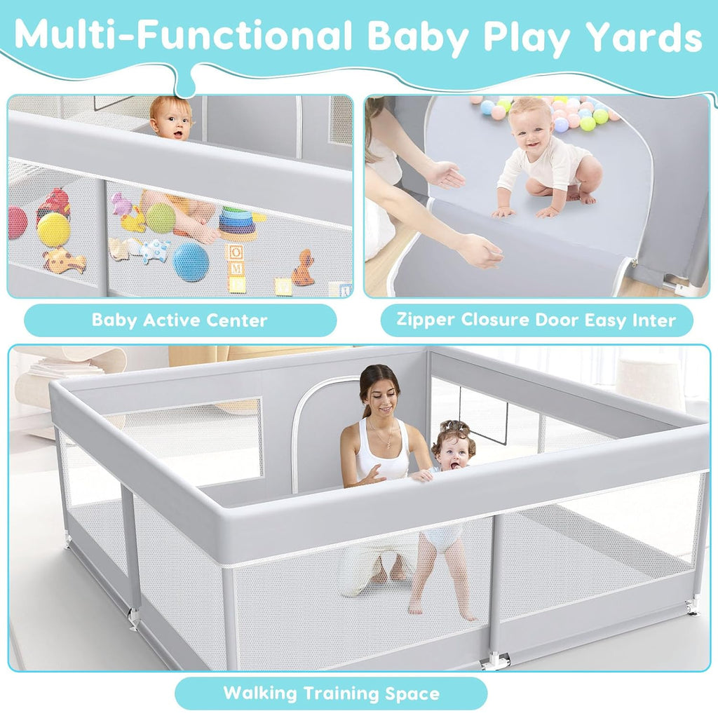 Baby Playpen, 50x50 Inch Baby Playard for Babies and Toddlers, Play Pens for Indoor & Outdoor, Sturdy Safety Play