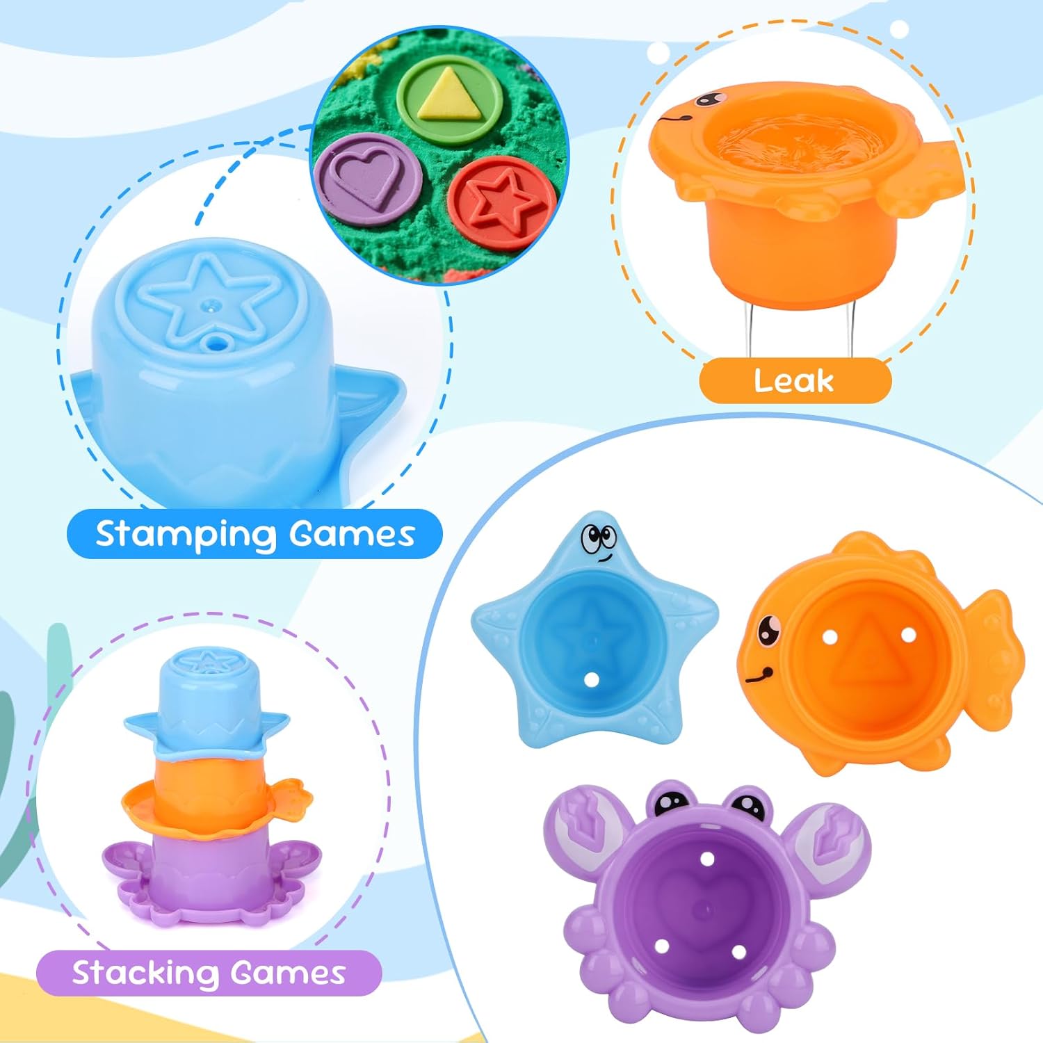 Baby Bath Toys for Kids Ages 1-3 Toddler Bath Toys Mold Free for 2-4 Bathtub Sand Beach Pool Water Toys for 1+ Year