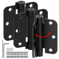 3-Pack 3.5 Inch Self Closing Door Hinges,5/8" Radius Corners,Black