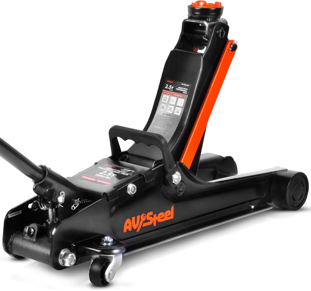 Low Profile Floor Jack 2.5 Ton (5000 lbs), Lift Range 3.4" to 14.6" for Cars & Sedans, Hydraulic Steel Jack with
