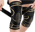 Copper Knee Brace for Women Men 2-Pack, Knee Compression Sleeve with Straps, Knee Braces for Knee Pain, Knee Support