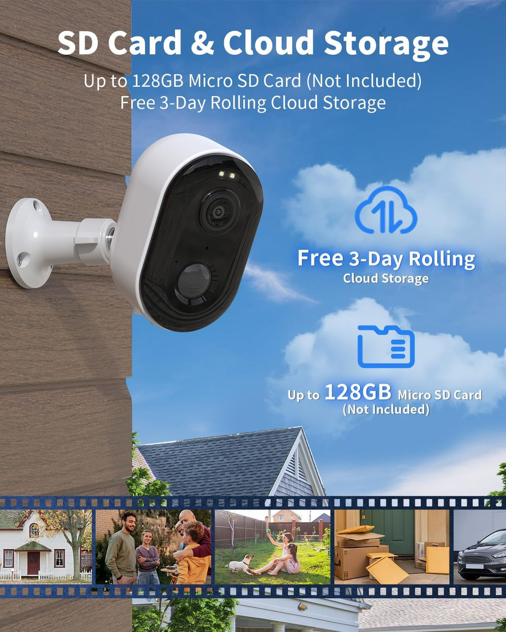 Security Cameras Wireless Outdoor, Battery Powered 2k Color Night Vision, AI Motion Detection Spotlight Siren, IP66