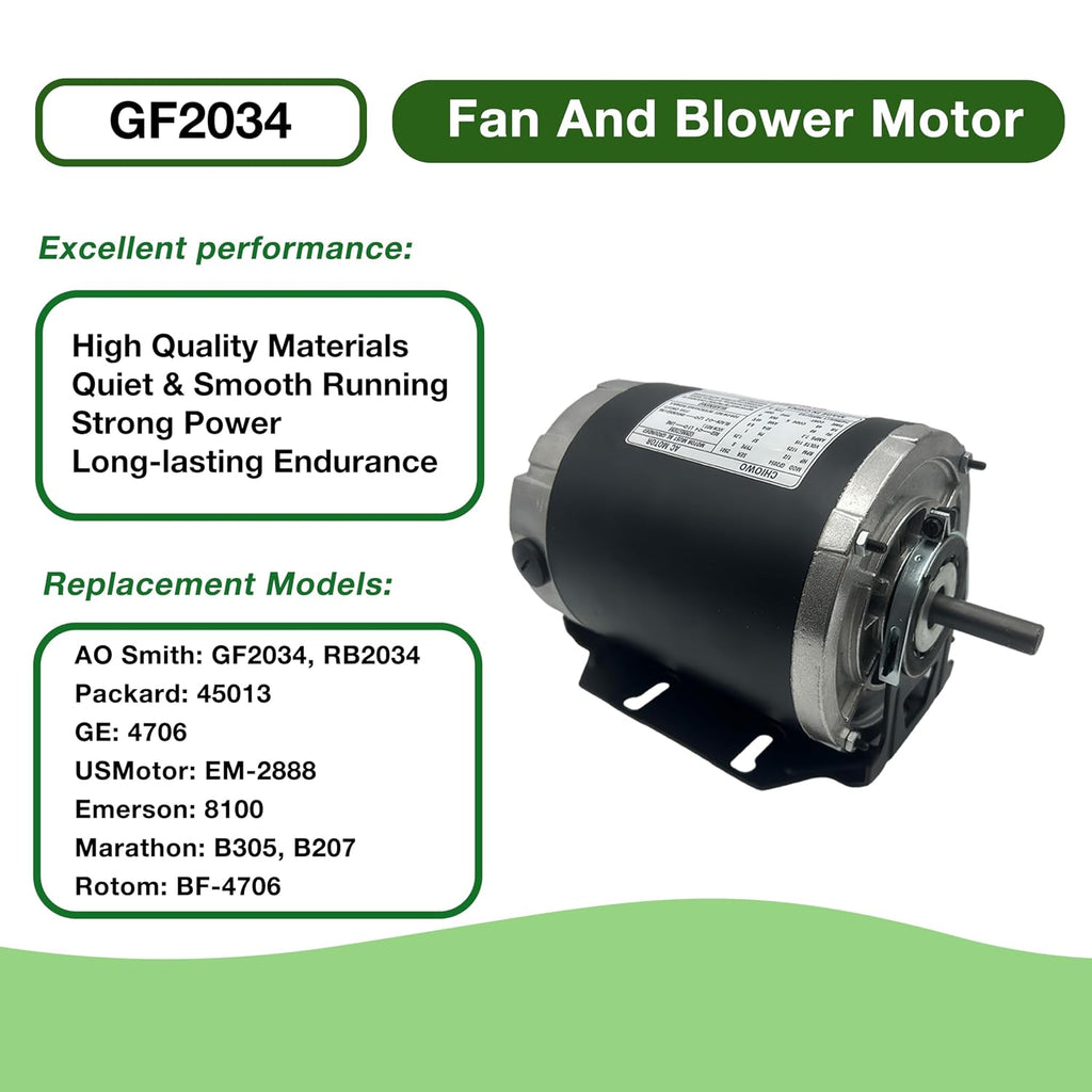 GF2034 Belt Drive Blower Electric Fan Motor 1/3 hp 115 V 1725RPM 48F