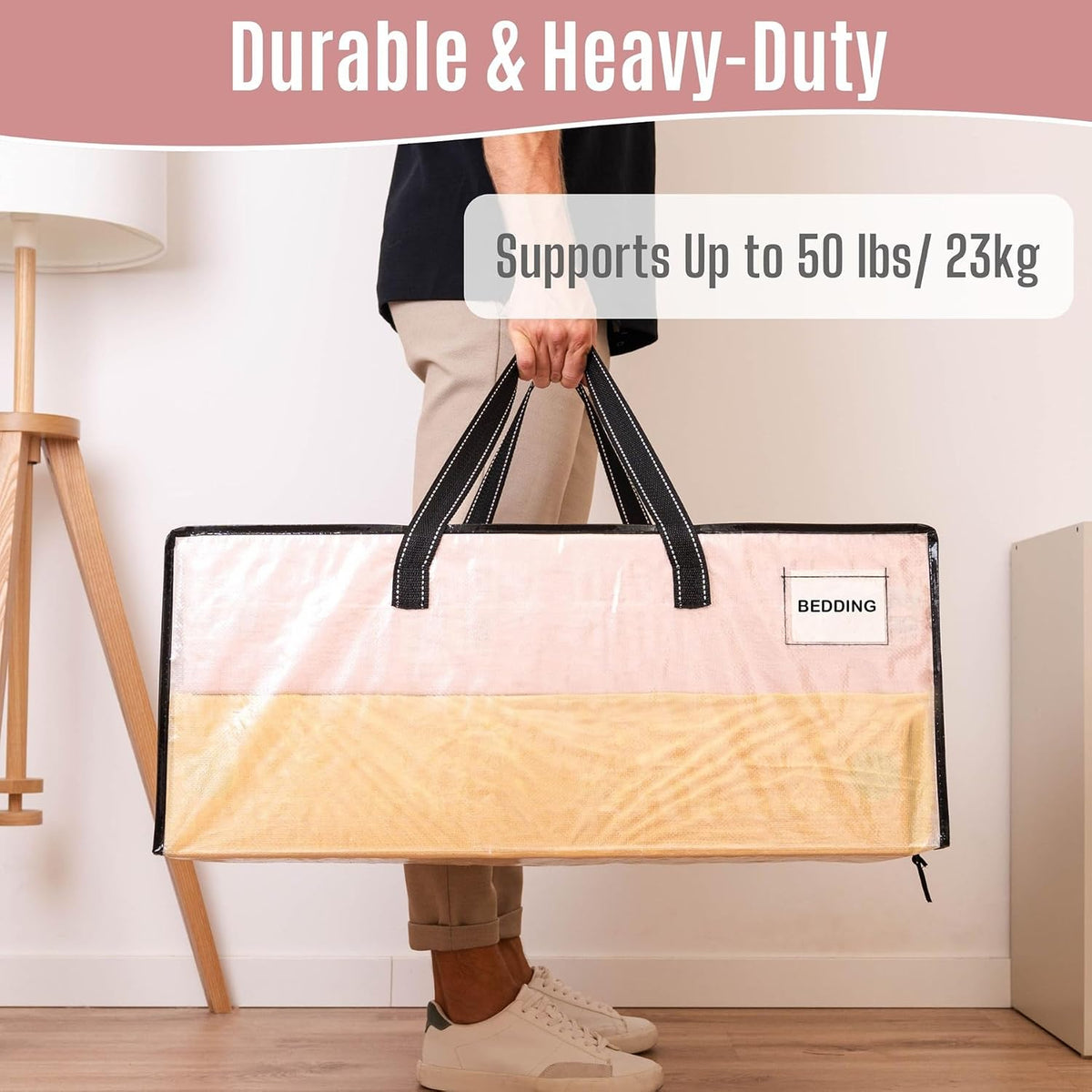 Heavy Duty Moving Bags, Storage Bags, Easy Visibility, Clear, 4 Pack