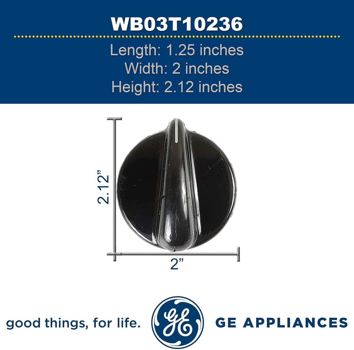 GE WB03T10236 Genuine OEM Control Knob (Black) for GE Range/Stove/Ovens