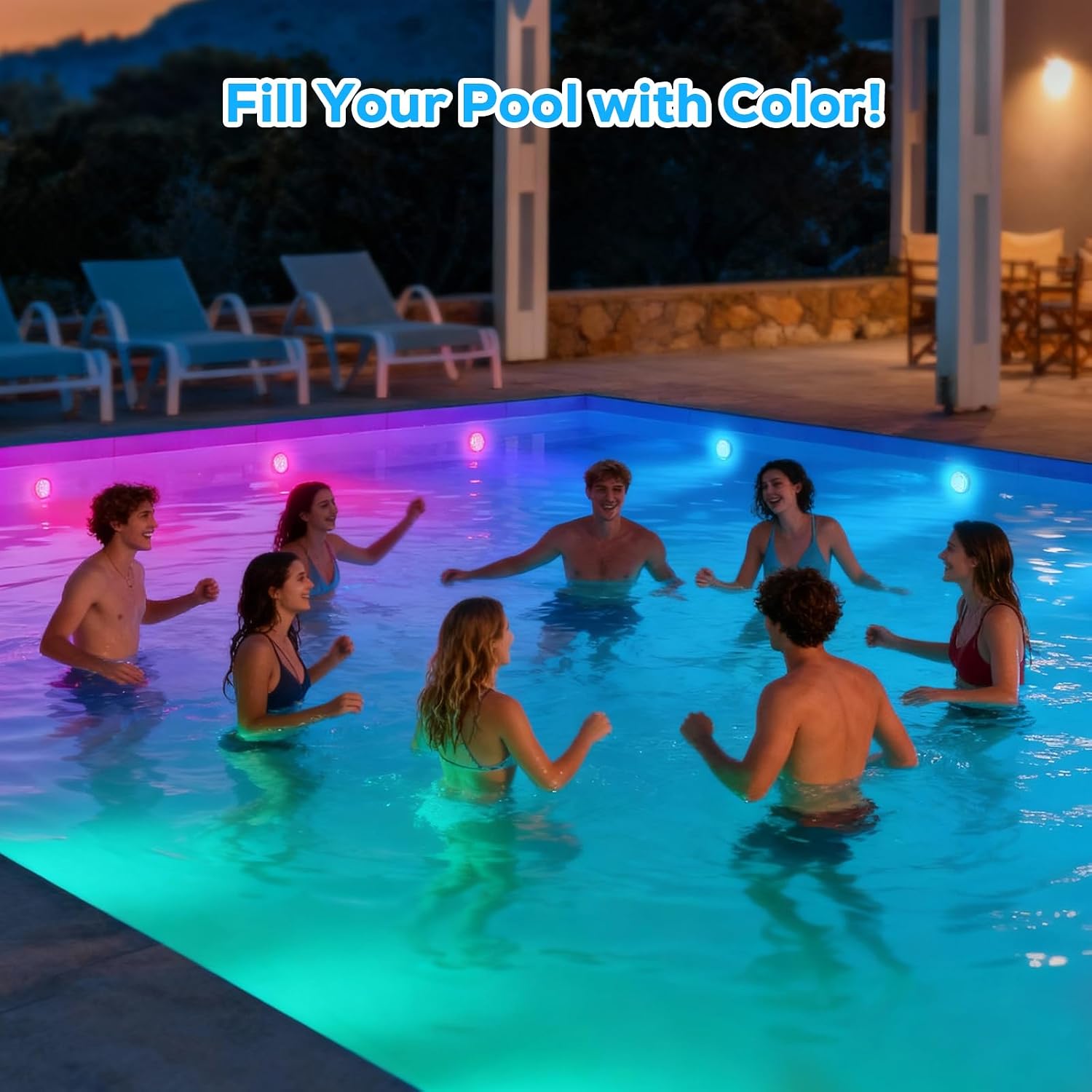 Pool Lights - 2 Pack, Rechargeable Submersible LED Pool Lights with Remote, IP68 Waterproof Underwater Pool Decor