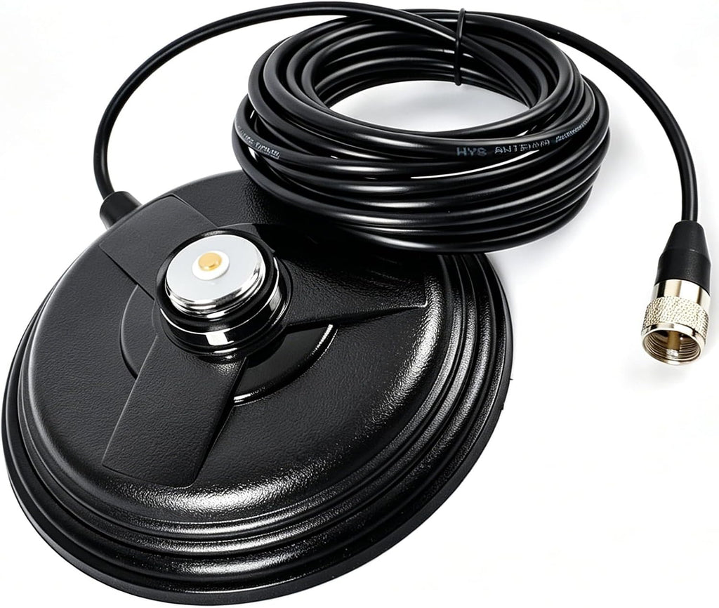 Heavy Duty NMO Magnet Antenna 6.1" Mount with 16.4ft RG58 Coaxial Cable | Magnetic Base for NMO Mobile Radio