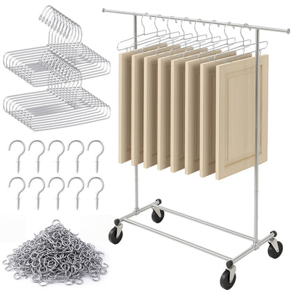 121 Pack Cabinet Door Painting Hangers with Rolling Drying Rack