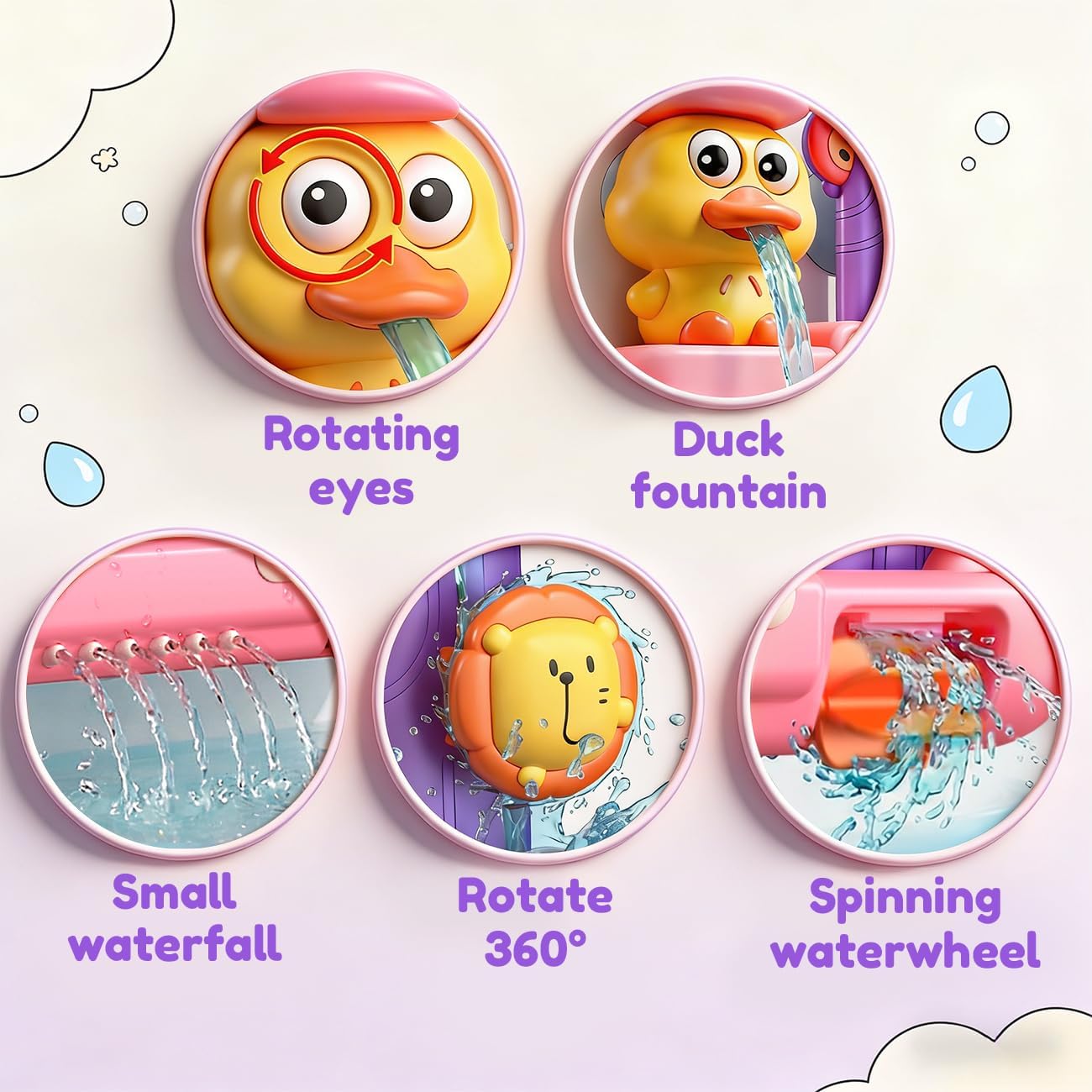 Bath Toys for Kids Ages 1-3: Toddler Bath Toys for 1 2 3 Year Old Girl Gifts - Pink Bathtub Toy for Toddlers 2-4