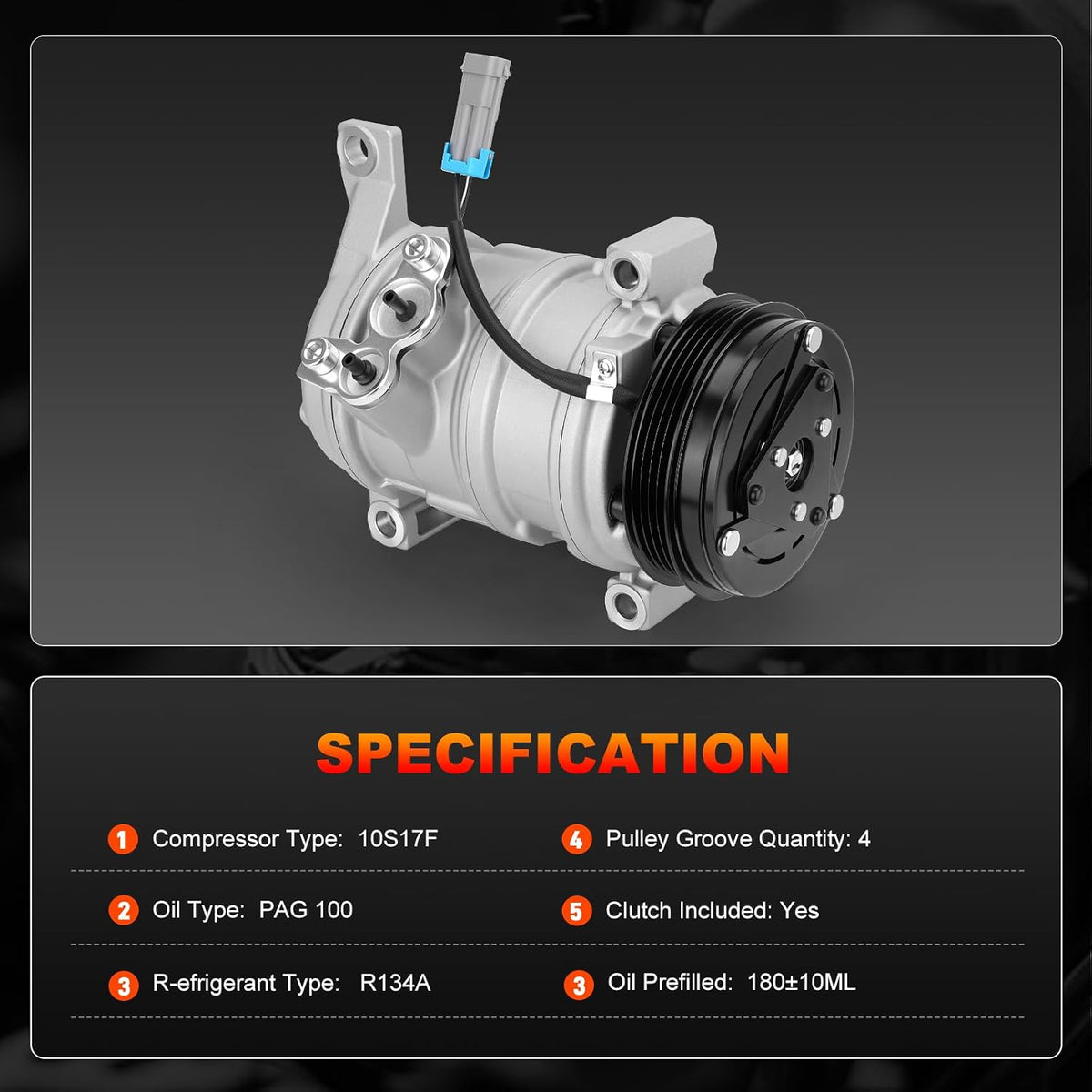 AC Compressor with Clutch Compatible with Chevrolet, GMC Silverado, Suburban, Sierra, Avalanche, Express, Tahoe, Yukon, Escalade, and More Replace CO 29002C, 15036042, 15068853
