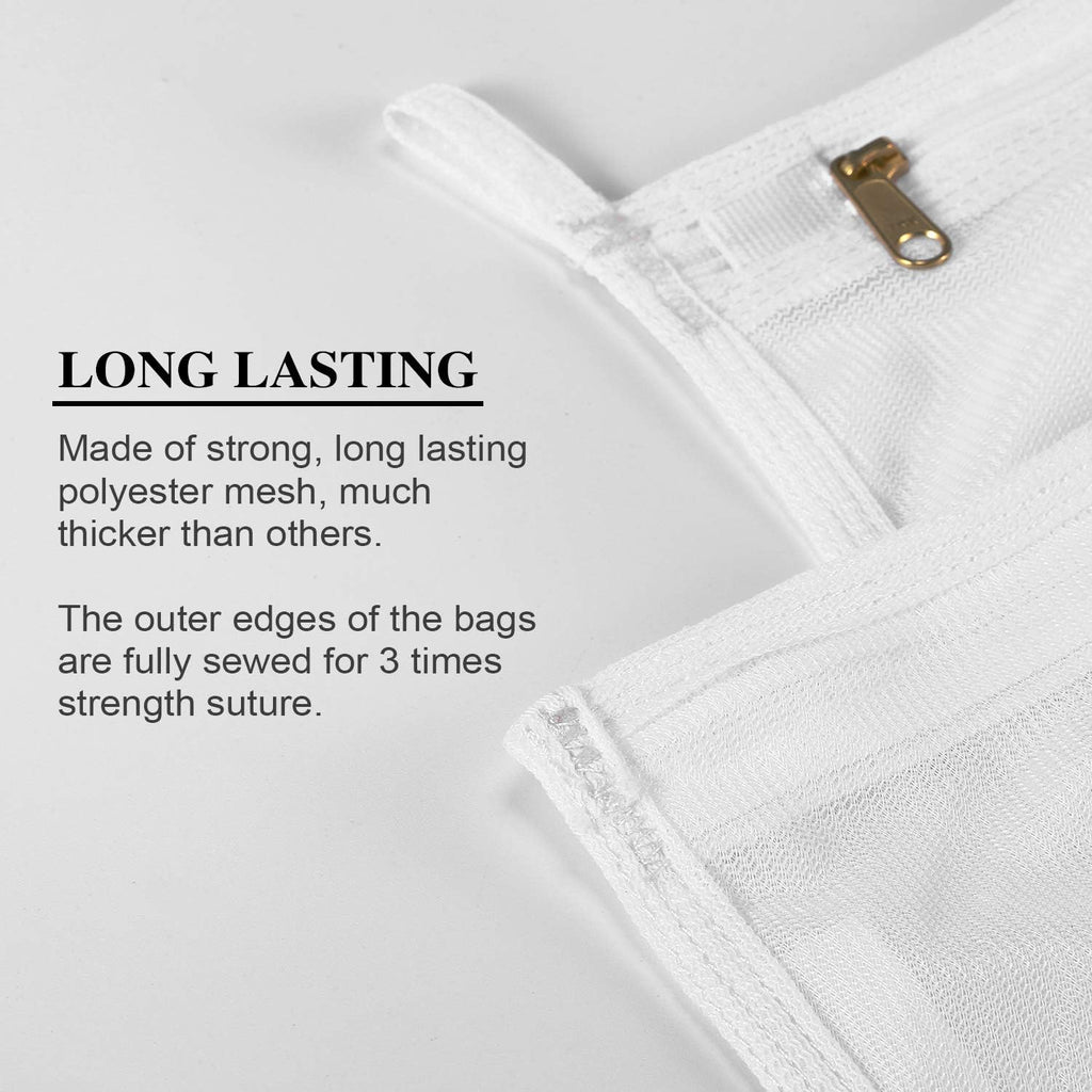 Fine Mesh Laundry Bags for Delicates, 3 Pack (2L+1M) Reusable Wash Bags with Sturdy Zippers, Durable Net Washing Bags