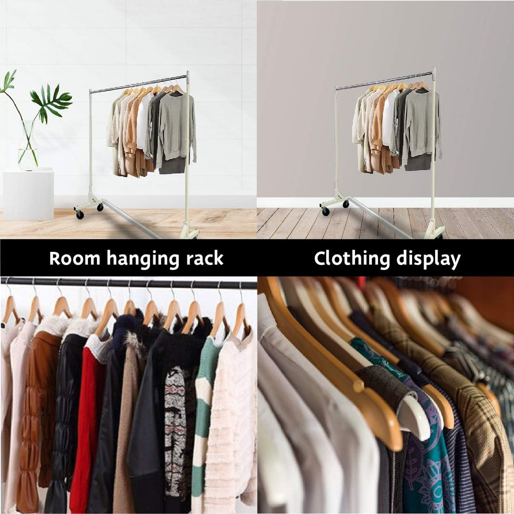 Heavy Duty 400lb Load Garment Clothing Z Rack - Rolling Garment Z Rack for Home, Retail Display, Durable Square