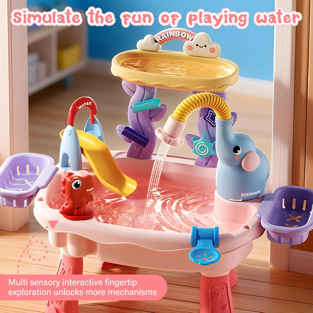 2027 Upgraded Toddler Sand Water Table Toy with Electric Water Pump, Kids Sand Water with Faucet/Play Food