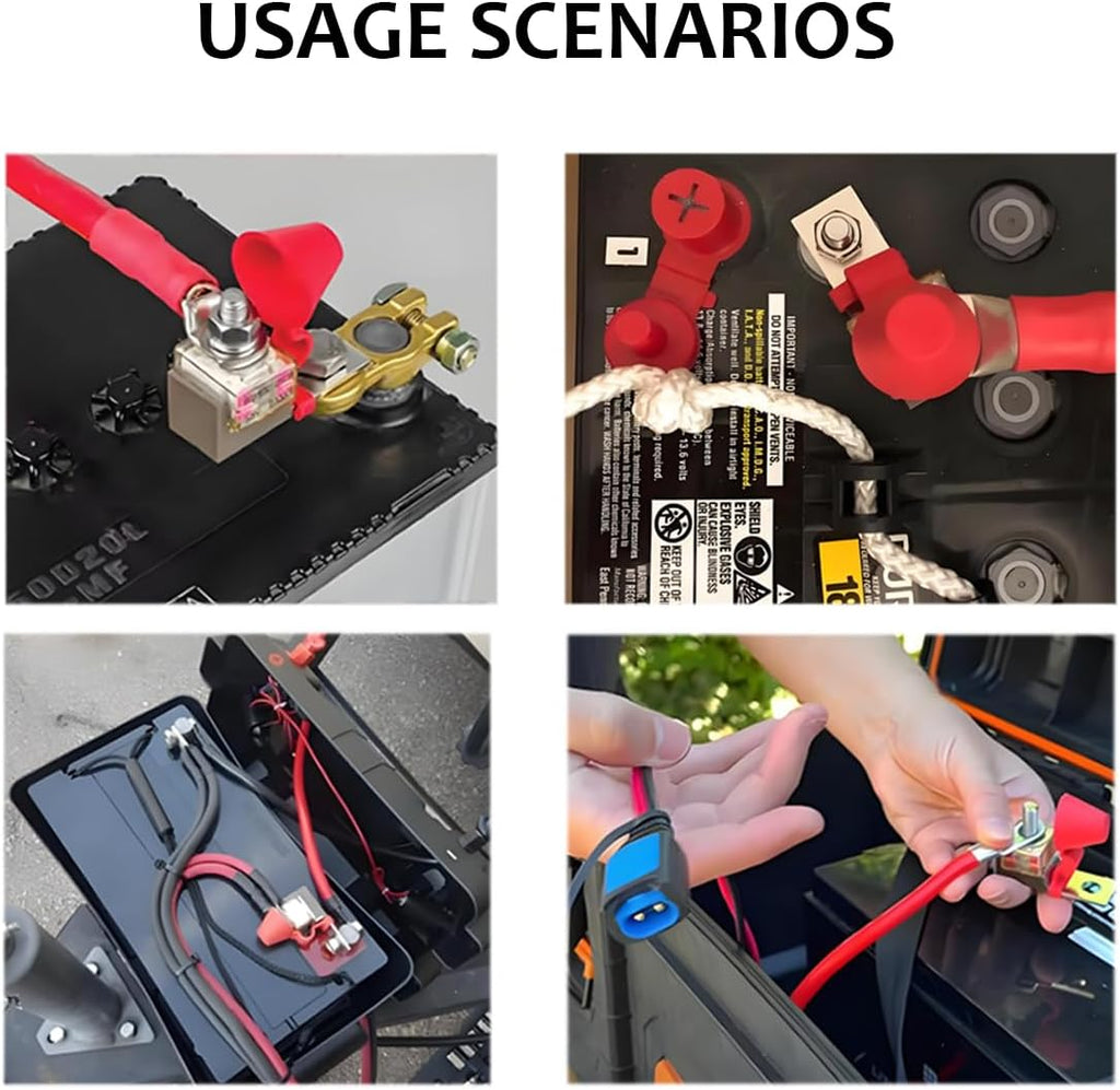 Battery Terminal Fuse Kit, 200A 58V Rated Battery Fuse and Waterproof Terminal Mount Fuse Block, Battery Terminal