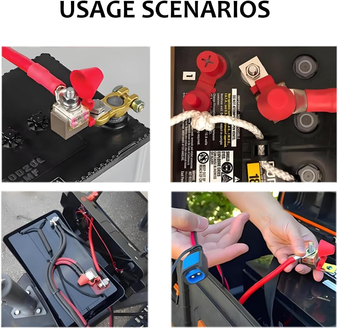 Battery Terminal Fuse Kit, 200A 58V Rated Battery Fuse and Waterproof Terminal Mount Fuse Block, Battery Terminal