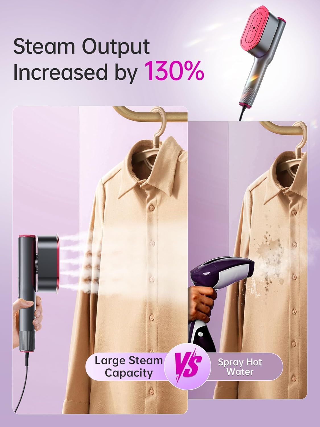 2 in 1 Handheld Garment Steamer and Iron for Clothes Travel Size | 1200W,15s Fast Heat-up,Large Ceramic Heat