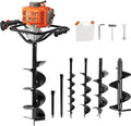 54cc Post Hole Digger, Gas Powered Easy Start Earth Auger Digger | 2 Cycle Heavy Duty Post Hole Digging with 4" 6" 8"
