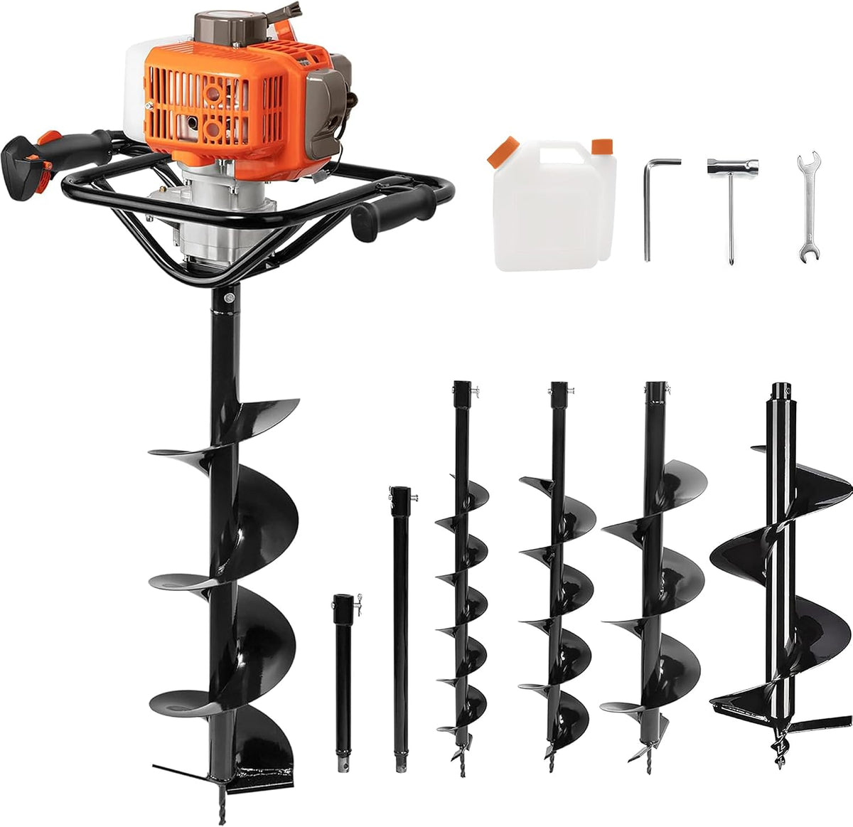 54cc Post Hole Digger, Gas Powered Easy Start Earth Auger Digger | 2 Cycle Heavy Duty Post Hole Digging with 4" 6" 8"