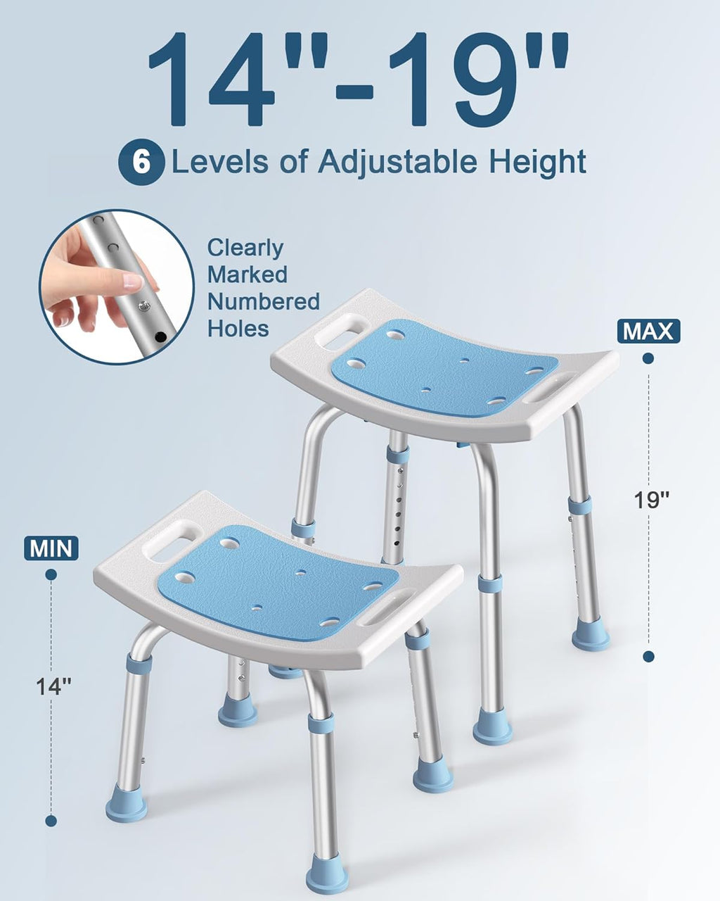 Shower Chair for Inside Shower, 400 lbs Adjustable Shower Stool with Suction Feet, Shower Seat for Inside Tub