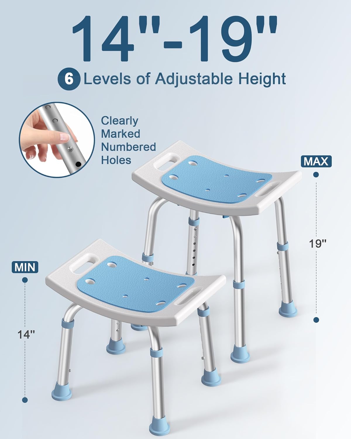 Shower Chair for Inside Shower, 400 lbs Adjustable Shower Stool with Suction Feet, Shower Seat for Inside Tub