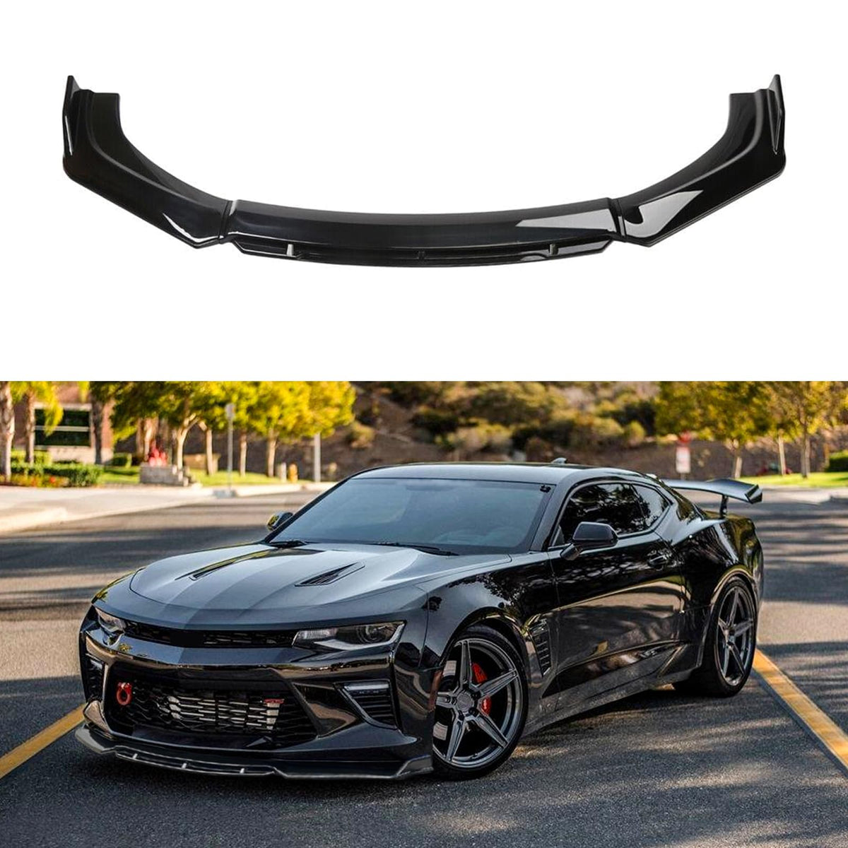 4PCS Universal Car Front Bumper Lip Body Kit Splitter Spoiler Diffuser Protector - Gloss Black,Black Tongue