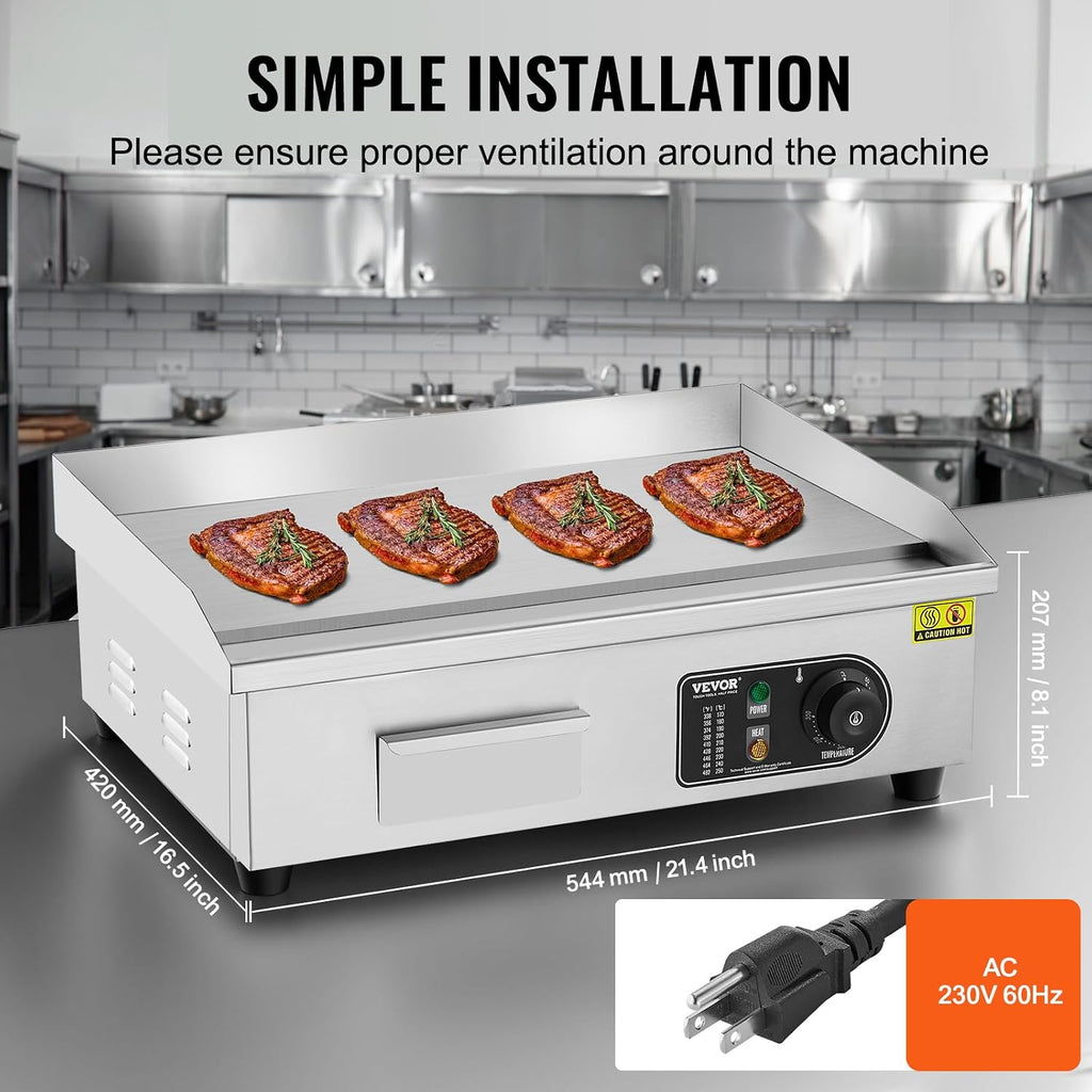 Commercial Electric Griddle, 23", Countertop Flat Top Griddle