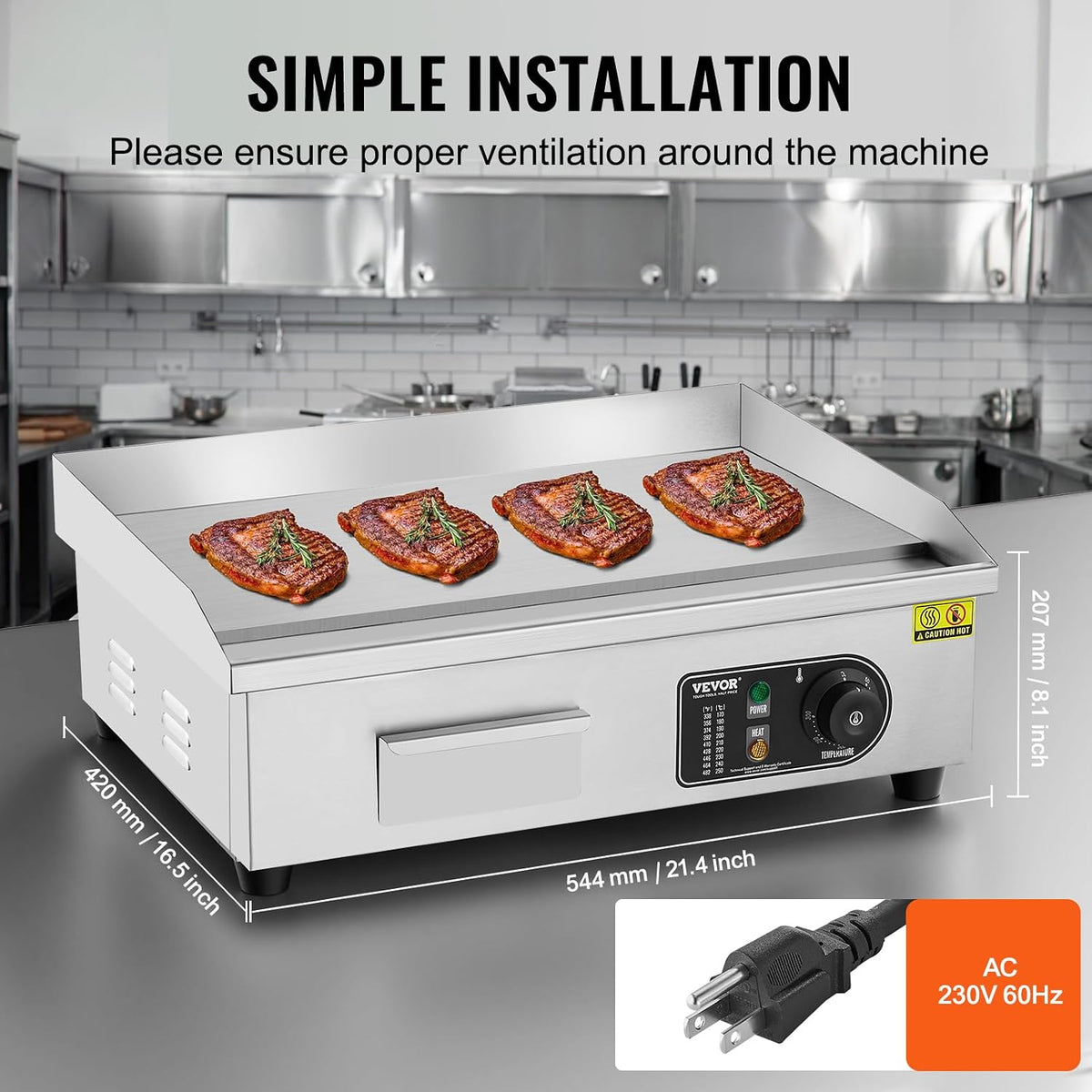Commercial Electric Griddle, 23", Countertop Flat Top Griddle