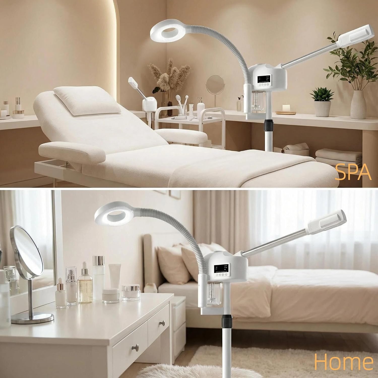 Professional Facial Steamer with Magnifying Lamp for Estheticians. | 2 in 1 Ozone Steamer for Face, White.
