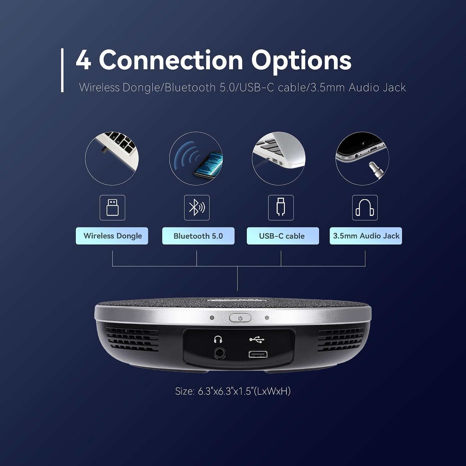 4K Conference Room Camera System with Gesture Control, AI Auto-Tracking PTZ Camera 5X Digital Zoom with Speakerphone