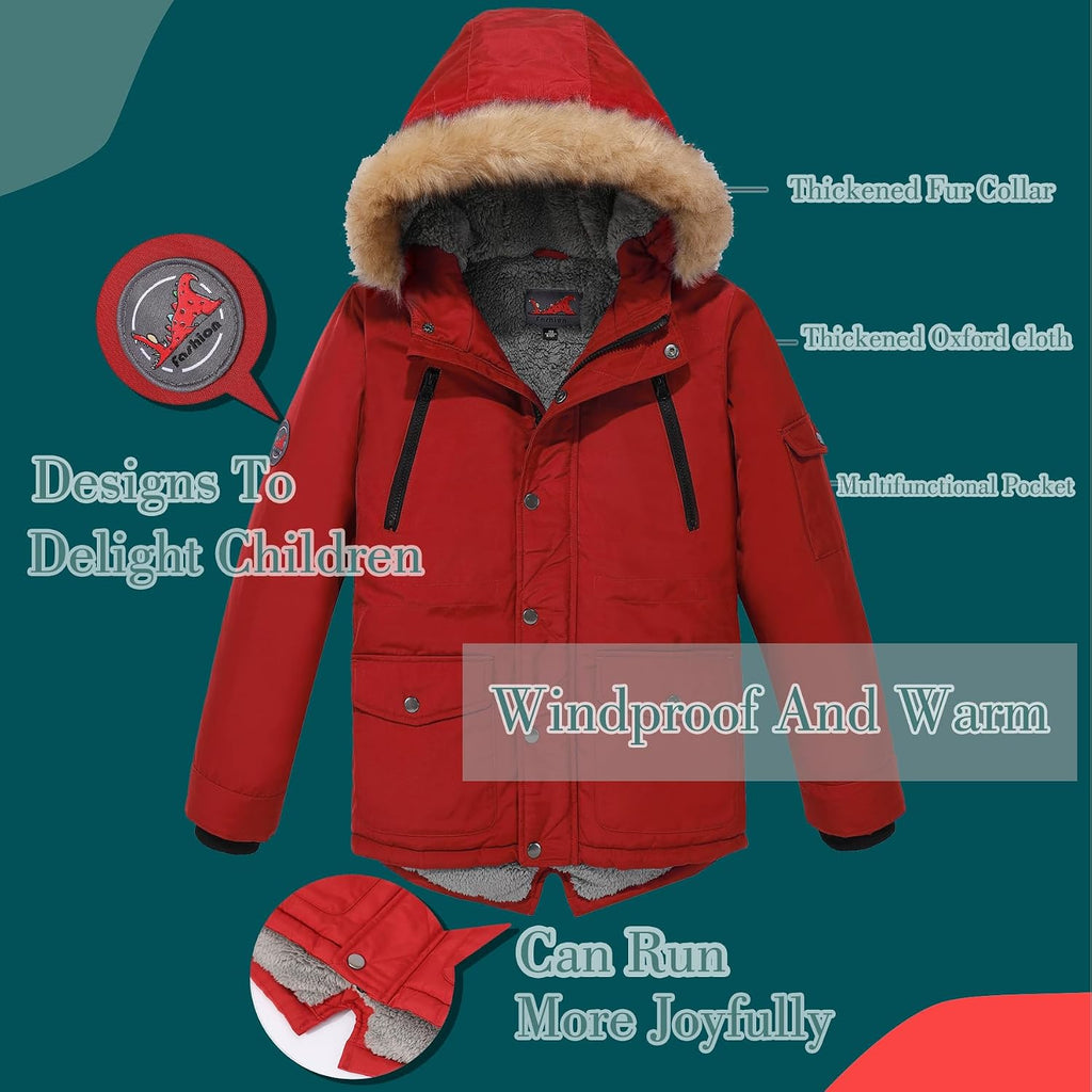 Boy's Winter Coats Kids Puffer Jackets Thicken Warm Parka for Cold Weather | Sizes 5-14Y